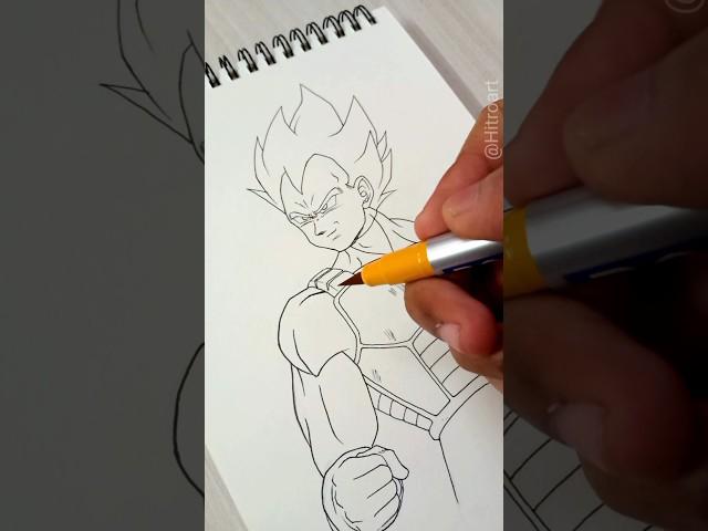 Drawing Vegeta Doms BrushPen #shorts #dragonball #youtubeshorts