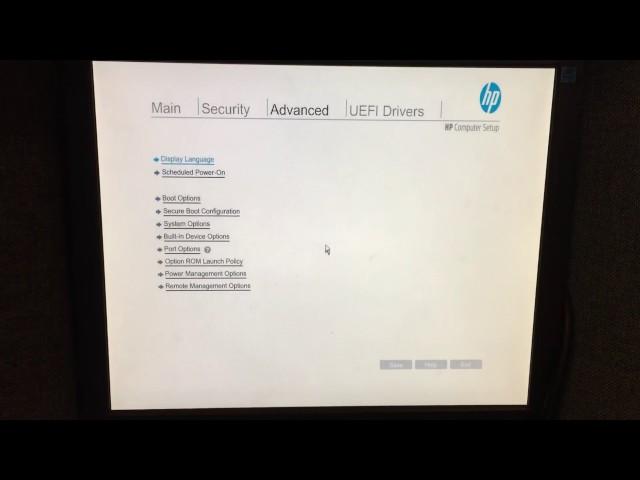 Enable PXE / Legacy boot BIOS settings HP Elitedesk 800G2 SFF