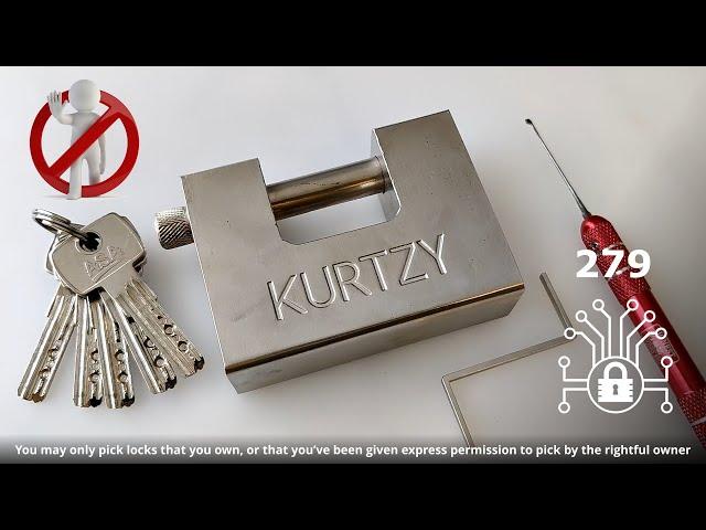 279  KURTZY Heavy Duty 1kg padlock monoblock picked and gutted [AVOID]