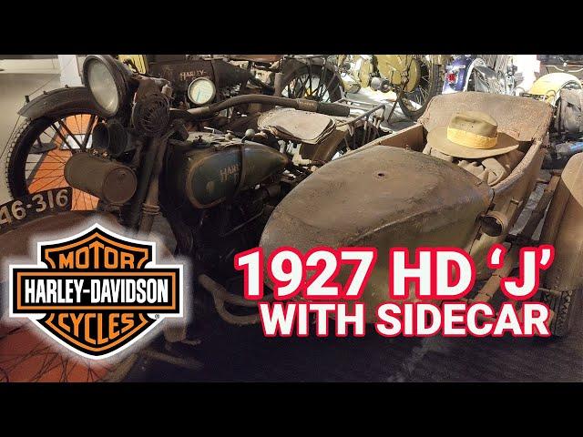 Unrestored 1927 Harley Davidson J with Sidecar