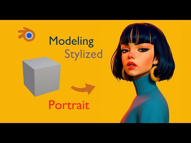 Blender stylized girl portrait sculpting timelapse