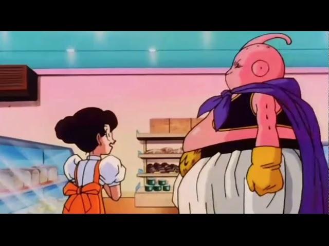 Majin Buu eats everything in a cake shop