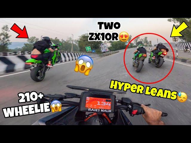 Zx10r Almost Crashed|| Crazy Race with Supebike On leans|| 210+ Wheelie