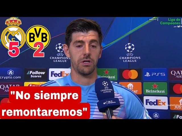 Reaccion de Courtois Real Madrid 5-2 Borussia Dortmund Goles de vinicius jr