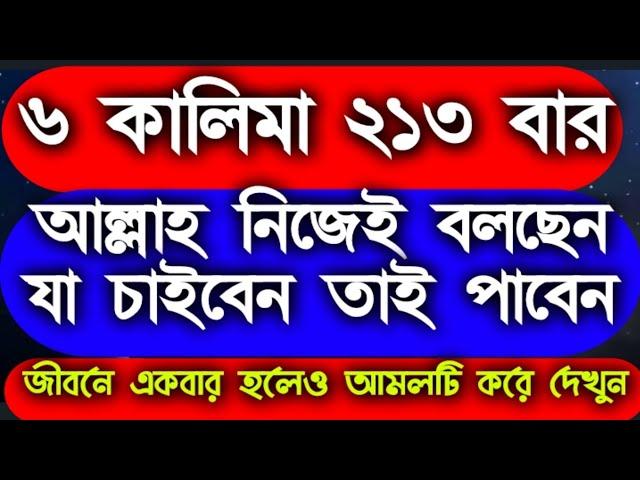 ৬ কালিমা ২১৩ বার,ঐতিহাসিক একটি আমল, মাত্র ৩ দিনেই ফল পাওয়া যায়,অনেক পরিক্ষিত একটি আমল