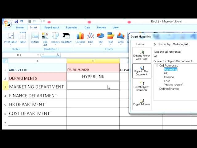 MS Excel tutorial Creating hyperlinks in Excel part 1 (ENGLISH)