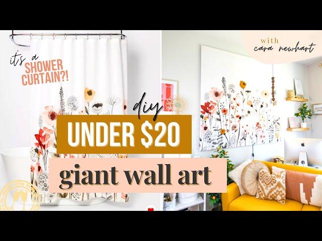 LARGE WALL ART DIY: Make this Shower Curtain Canvas Art DIY for *CHEAP* [UNDER $20!]