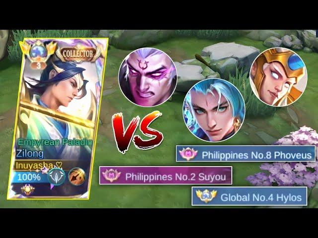 OMG!!! TATLONG TOP GLOBAL NA HERO LABAN SA ZILONG KO| NO DEATH CHALLENGE