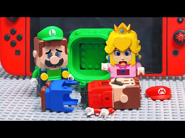 Lego Mario Bros enter the Nintendo Switch in Bowser's parkour to save Princess Peach! Mario Story