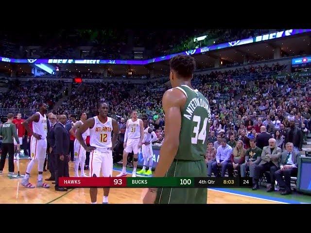 Giannis Antetokounmpo Flagrant-1 Foul on John Collins | Hawks vs Bucks | 2017-18 NBA Season