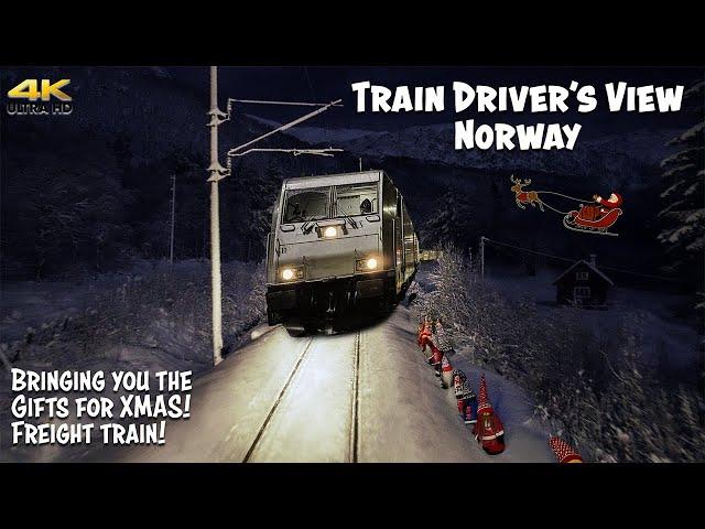 Moonlit Train Ride Over The Mountain Pass Before Christmas in 4K