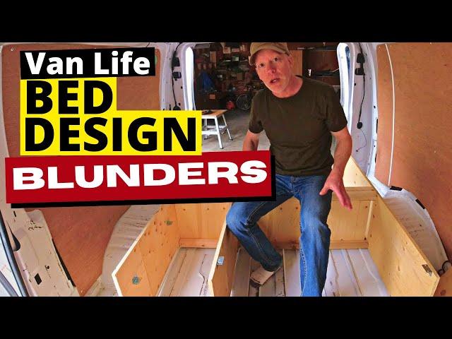 3 BIG Camper Van Conversion Bed Design ISSUES + Bed Build Plan With Under-Bed Storage