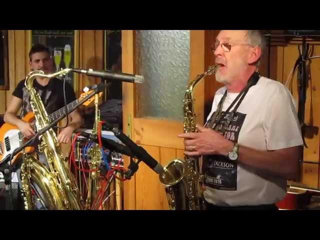 David Jackson (former saxophonist of Van der Graaf Generator) and his saxophone hat