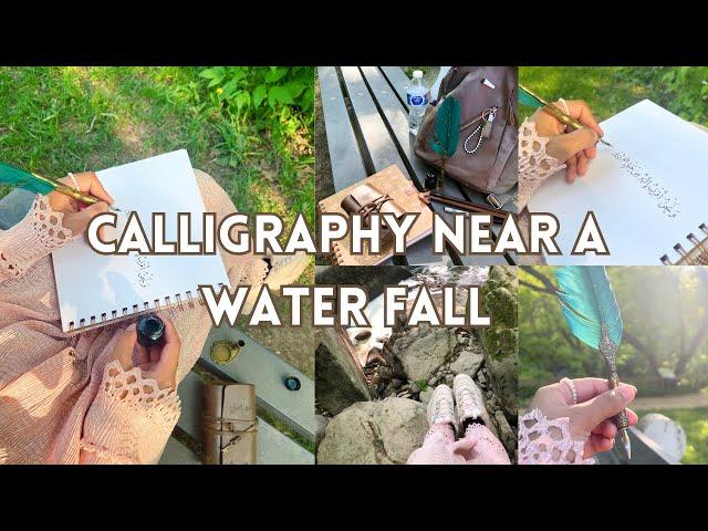 Doing Arabic Calligraphy near a Water fall | A relaxing vlog