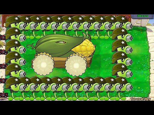 99 Gatling Pea Cob Cannon vs Zomboss - Plants vs Zombies