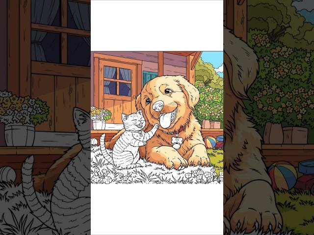 Watch this Dog & Cat Come to life in 10 seconds | Happy color #shorts