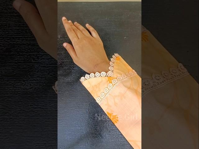 Lace Sleeves Design on Printed Fabric | Needle Girl
