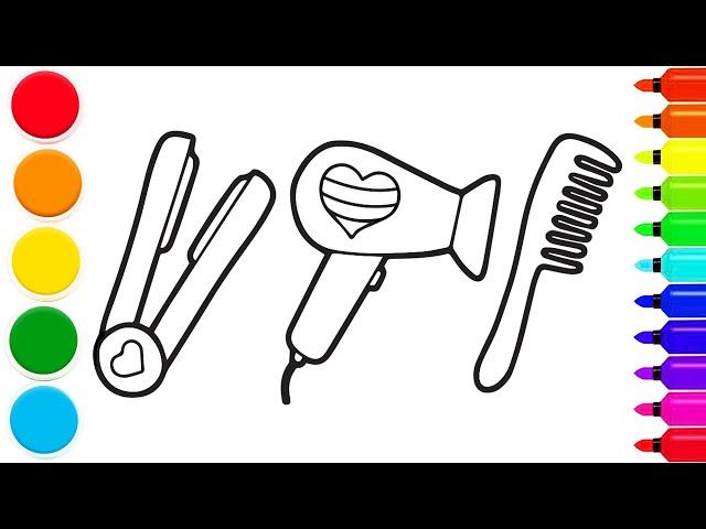 How to draw salon equipment and tool | step by step