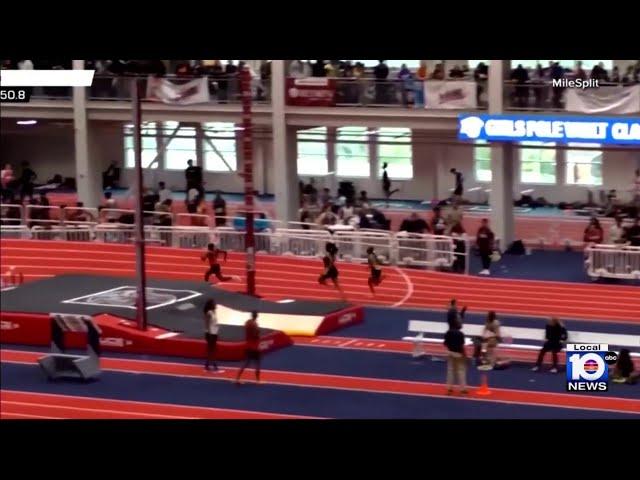 High school track and field athlete hit with baton during meet