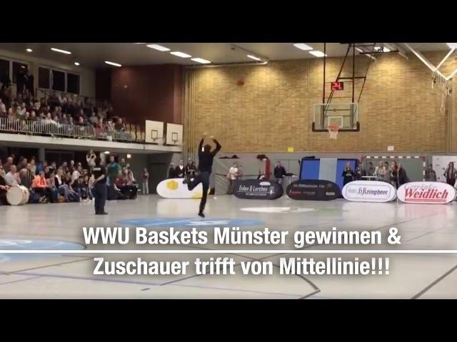 Fan trifft von Mittellinie! WWU Baskets Münster - Basketball