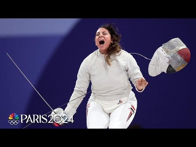 Relive Nada Hafez's Olympic fencing victory while seven months pregnant | Paris Olympics