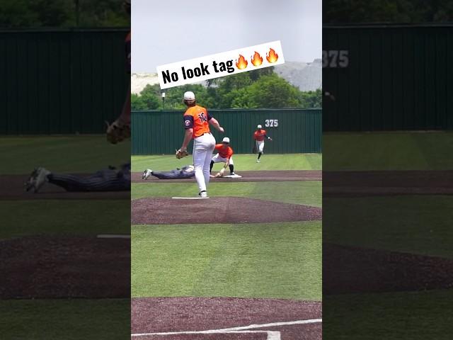  Cooper Strawn with the quick pick & Sawyer Farr with the no look [tag]. #baseball
