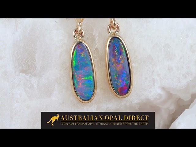 Gold Earrings, Green Earrings, Opal Stud Earrings - Australian Opal Direct | Worldwide Shipping