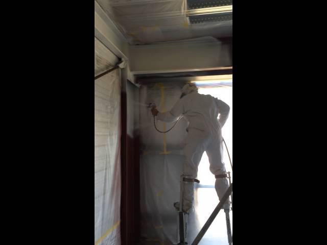 applying intumescent airless spray in New Zealand, aplicando pintura intumescente con airless spray