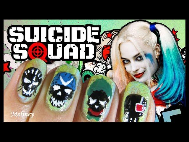 HALLOWEEN HOW TO DRAW SUICIDE SQUAD HARLEY QUINN NAILS FREEHAND | MELINEY NAIL ART DESIGN TUTORIAL