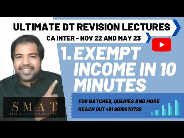 EXEMPT INCOME & AGRICULTURE INCOME in 10 minutes I CA INTER I TAX