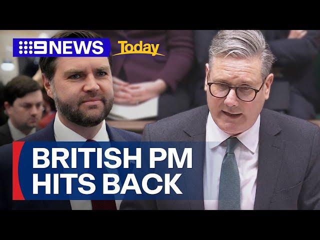 UK prime minister responds to JD Vance's insulting comments | 9 News Australia