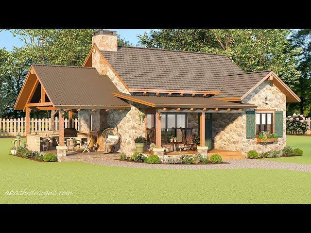 Possibly The Perfect Rustic Stone Cabin / Cottage | Small House Design With Floor Plan