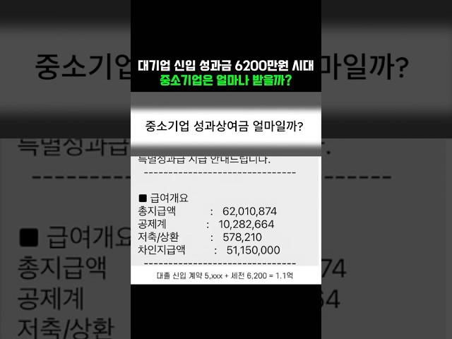 대기업 신입 성과금 6200만원 시대. 중소기업은 얼마나 받을까