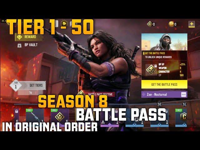 NEW Season 8 Battle Pass Tier 1-50 in Order Review | COD Mobile! All BP Rewards Review Codm Leaks S8