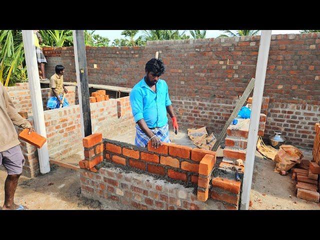 Install & Techniques of Door Frame_Living Room Entrance Door Frame Fitting with Brickwork|Cement Mix