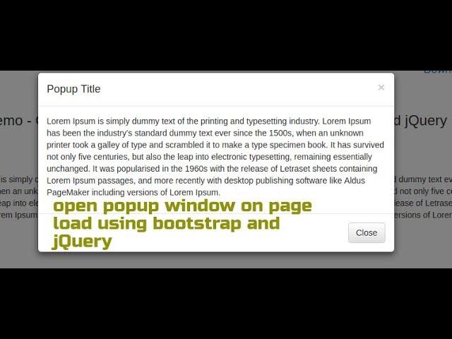 How to open popup window on page load using bootstrap and jQuery