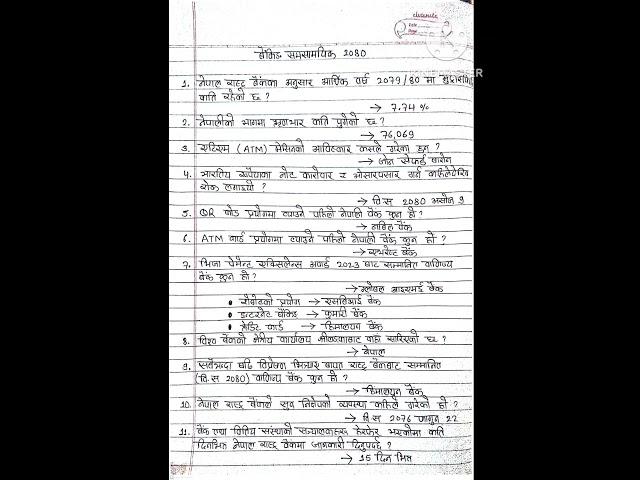 Current Affairs 2024 | समसामयिक  | Banking most important Gk adbl ,rbb & nrb | samasamayik 2080