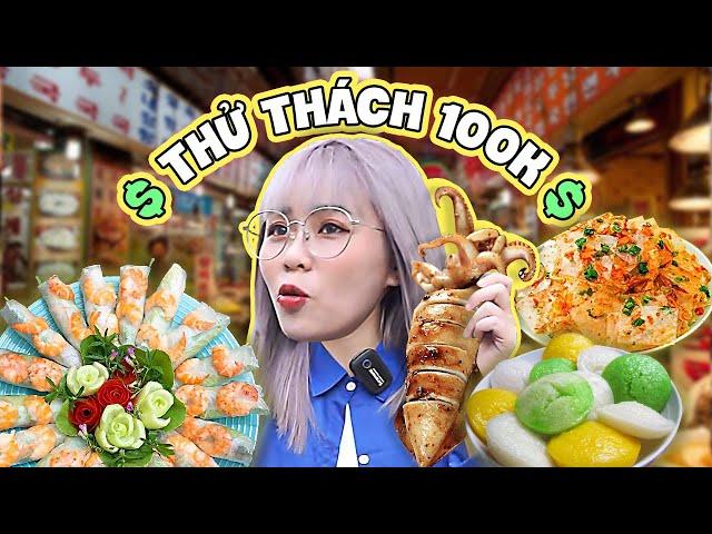 Thử thách 100k ai mua được nhiều món hơn. Misthy gặp ngay vị cứu tinh "đường phố"?! FOOD CHALLENGE