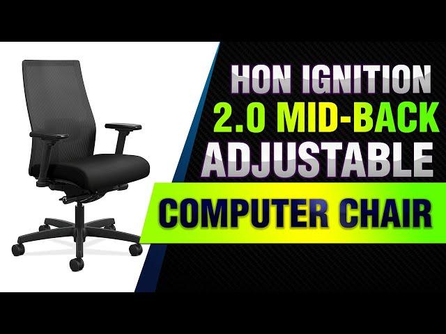 The HON Company HON Ignition 2.0 Mid-Back Adjustable Lumbar Work Mesh Computer Chair for Office Desk