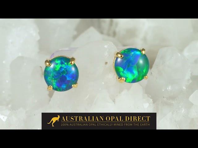 Gold Earrings, Green Earrings, Opal Stud Earrings - Australian Opal Direct | Worldwide Shipping