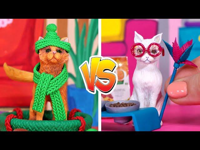  Кот БАБУШКИ VS современная КОШКА!  Аксессуары для МИНИ КОШЕК  FIMO Мастер класс Анна Оськина