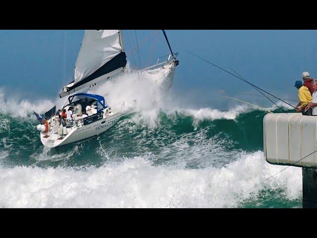  INCROYABLE !!! LES SKIPPERS FACE À DES VAGUES IMPRESSIONNANTES AU PHARE DE CAPBRETON. BIGWAVES. 