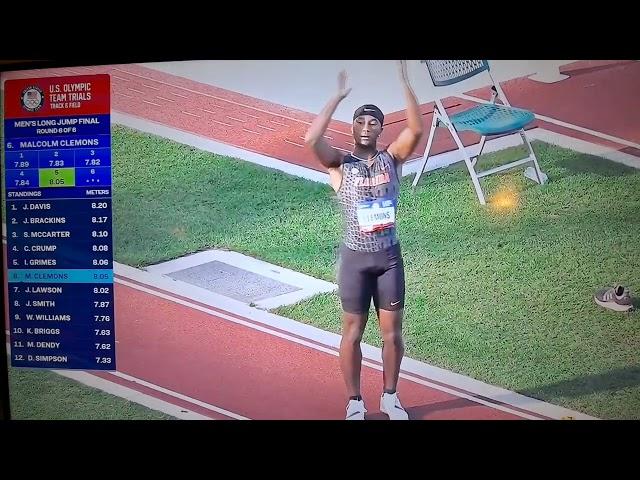 Malcolm Clemons Long Jump leap into 2nd at Olympic trials.