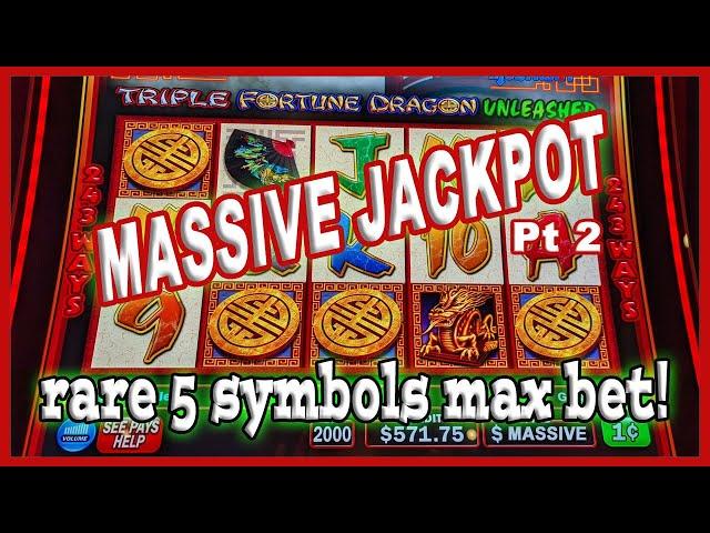 My BIGGEST JACKPOT HANDPAY on Triple Fortune Dragon Unleashed Pt 2 | Rare 5 Symbols $20 Max Bet!