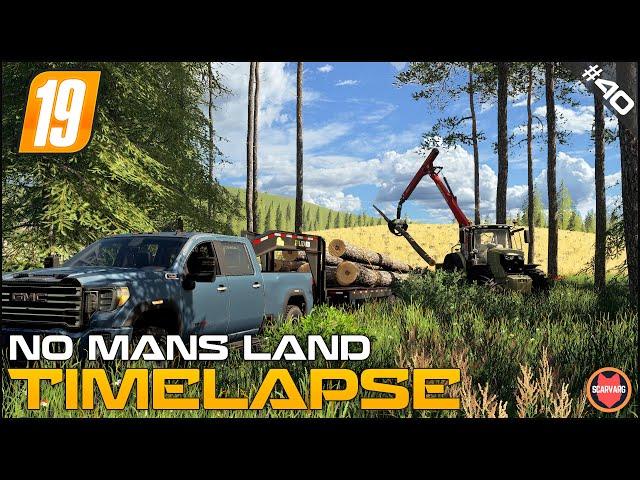 Cutting trees & harvesting canola ⭐ FS19 No Man's Land Timelapse