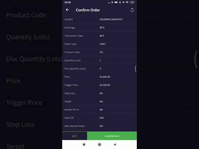 Cover and Bracket Order in Profitmart Mobile Trading App - English