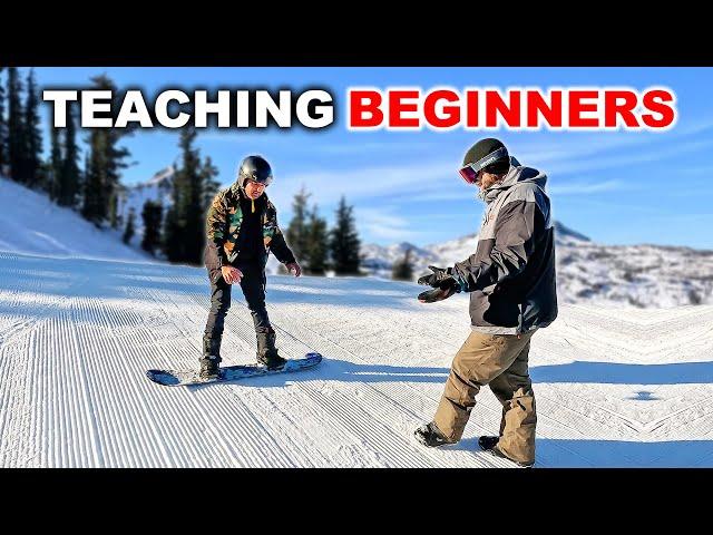 Teaching Complete Beginners How To Snowboard