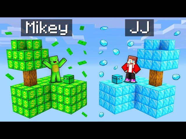 Mikey MONEY vs JJ DIAMOND Skyblock Survival Battle in Minecraft (Maizen)