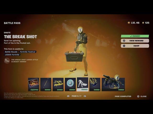 How to Unlock The Break Shot Emote in Fortnite | Remix Rewards Page 3 | Battle Pass Rewards