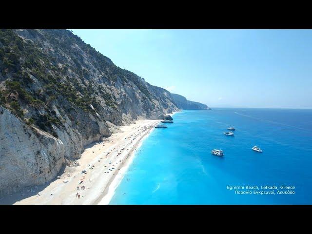 Best Beaches  Egremni Beach, Lefkada Greece  Deep House Drone 4K Footage